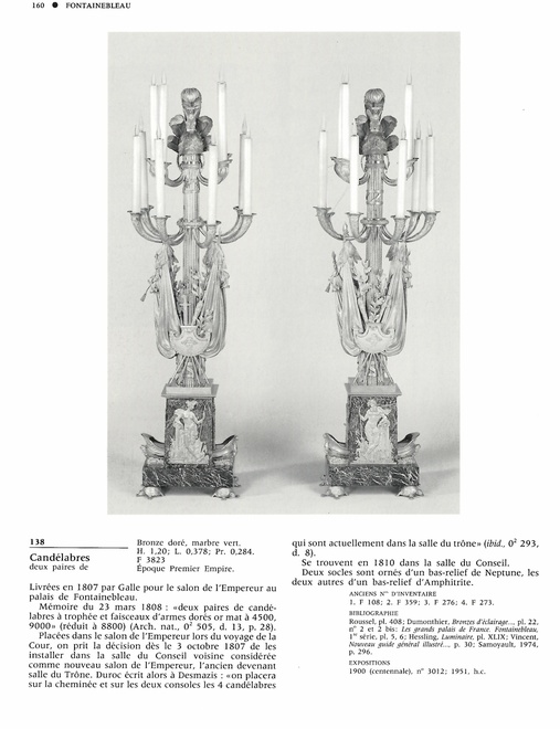 A pair of Empire six-light candelabra attributed to Claude Galle or his son Gérard-Jean Galle